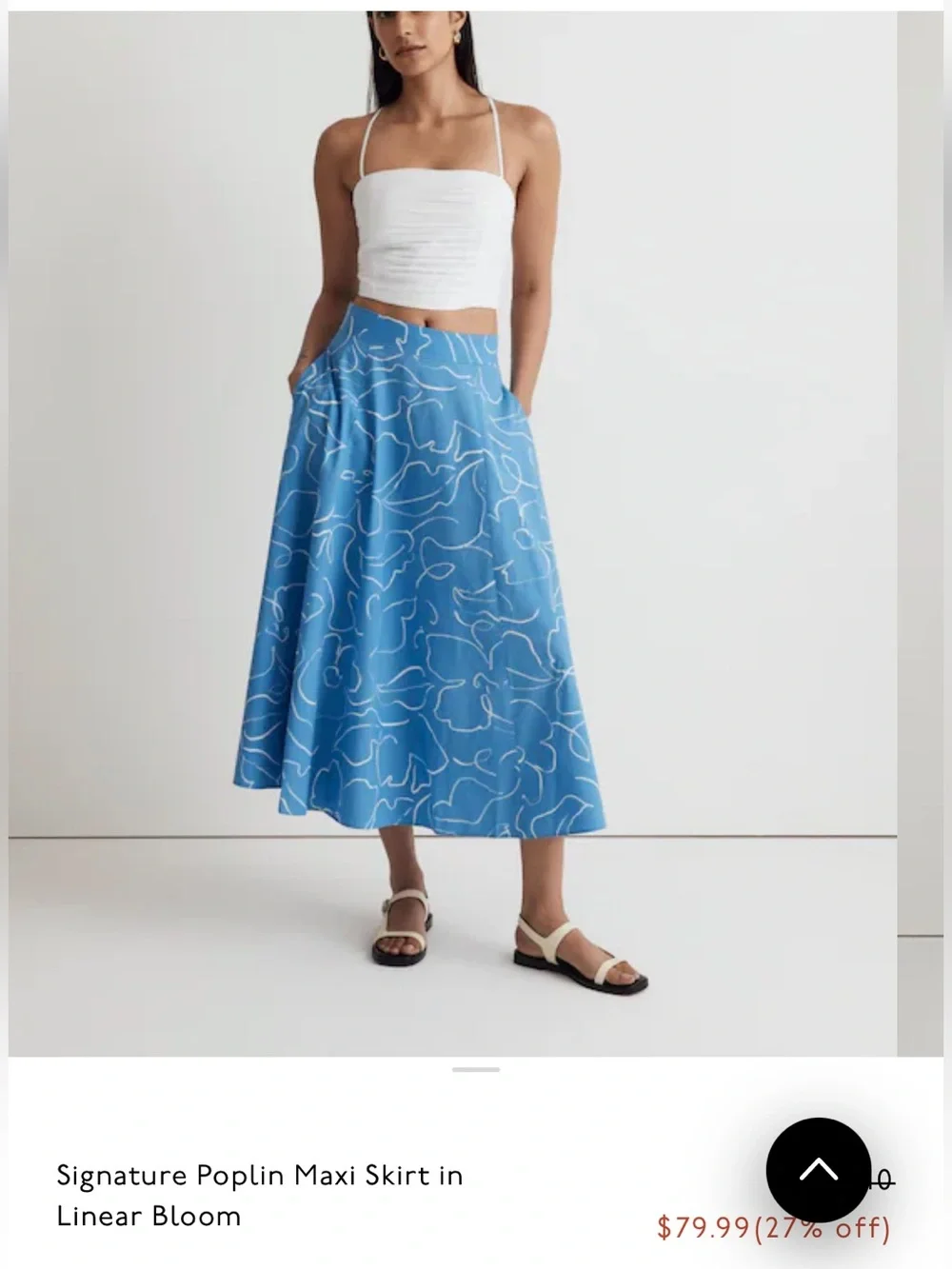 Madewell Signature Cotton Poplin Maxi Skirt in Abstract Blue Floral Size 6 - Picture 3 of 8